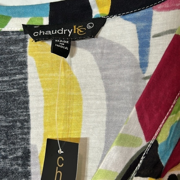 Chaudry KC Anthro multi color art to wear print tier ruffle skirt midi dress new - Picture 3 of 7